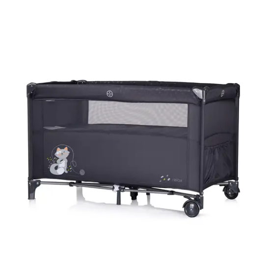 Slika Putni krevetić s pomičnom stranicom Relax - Anthracite Chipolino 