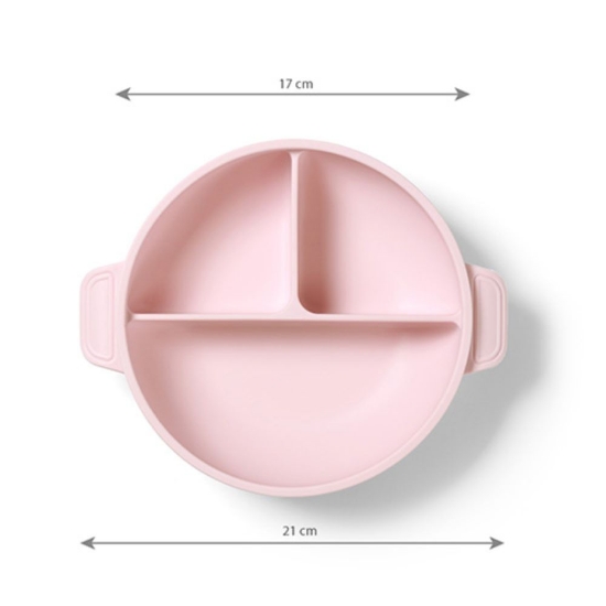 Slika Silikonska posuda tri odjeljka s poklopcem, roza BabyOno 