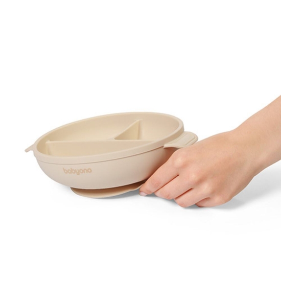 Slika Silikonska posuda tri odjeljka s poklopcem, bež BabyOno 