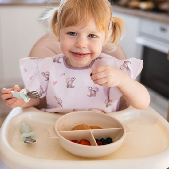 Slika Silikonska posuda tri odjeljka s poklopcem, bež BabyOno 