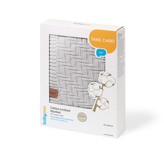 Slika Pletena pamučna dekica 75x100 cm, siva BabyOno 