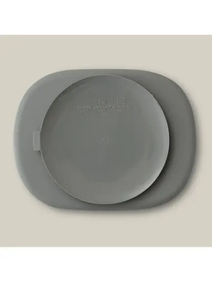 Slika Silikonski tanjur s poklopcem Petrol Grey InterBaby 