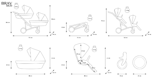 Slika Kunert 3u1 dječja kolica za blizance BRAV DUO