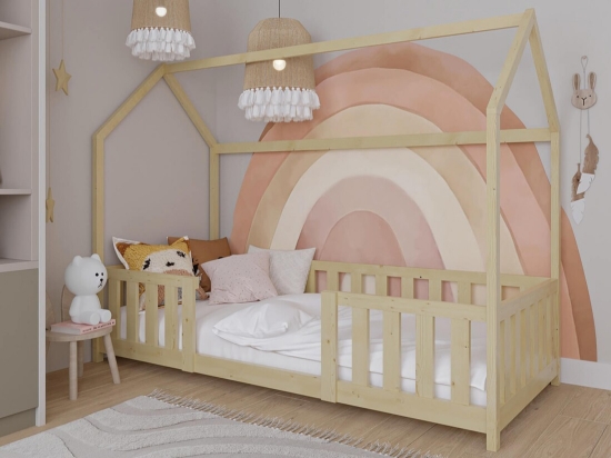 Slika Dječji krevet House 80x160 s ogradom i okvirom D8