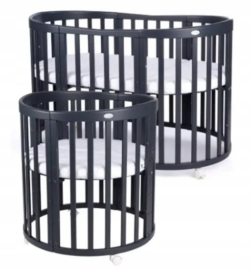 Slika Waldin Oval krevetić 7u1 s madracem GRAPHITE