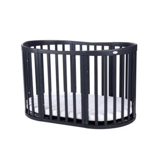 Slika Waldin Oval krevetić 7u1 s madracem GRAPHITE