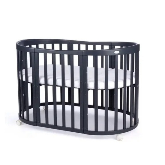 Slika Waldin Oval krevetić 7u1 s madracem GRAPHITE