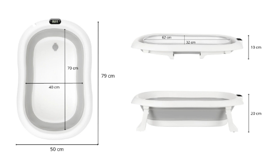 Slika Sklopiva kadica s termometrom i jastučićem PREMIUM 