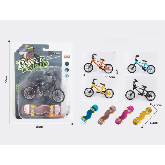 Slika Metalni (die-cast) mini bicikl + fingeroard , 10,5 cm