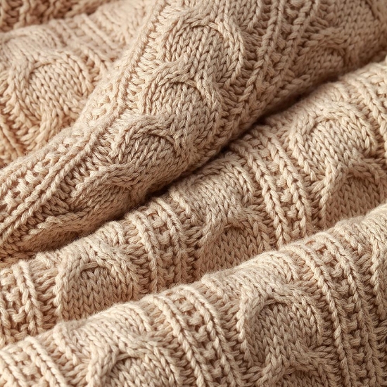 Slika Pletena pamučna dekica obostrana 75x100 cm, bež BabyOno 