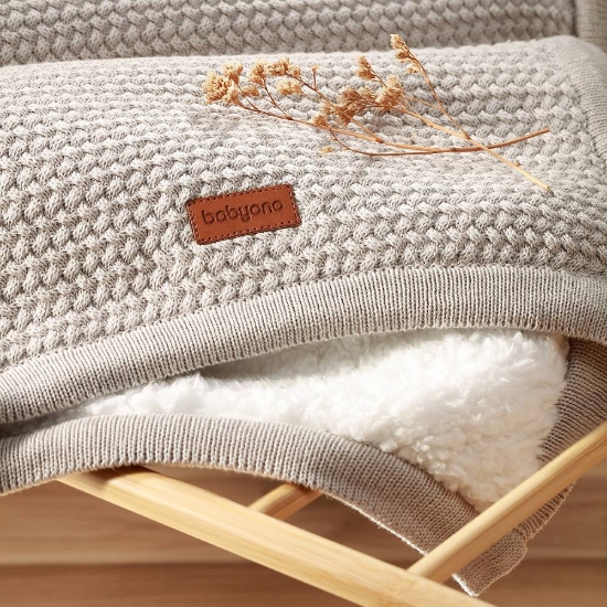 Slika Pletena pamučna dekica obostrana 75x100 cm, siva BabyOno 