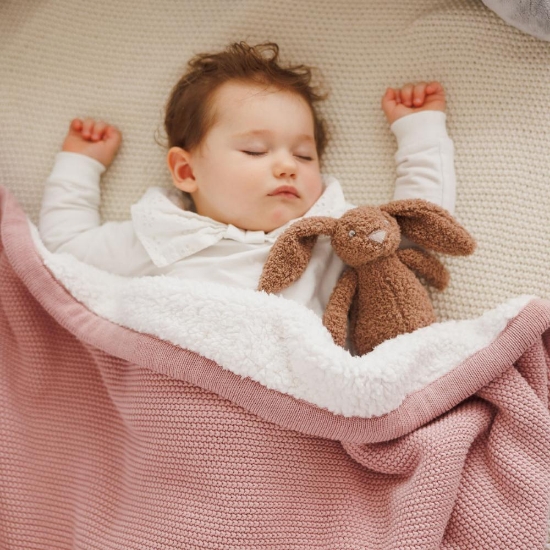 Slika Pletena pamučna dekica obostrana 75x100 cm, roza BabyOno 