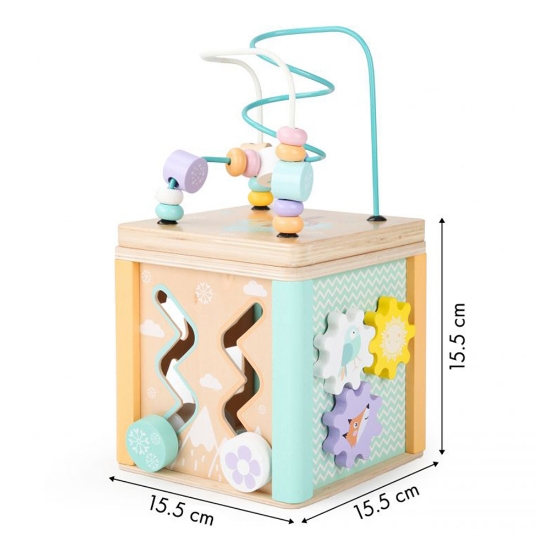Slika Drvena edukativna kocka, pastelna Ecotoys 