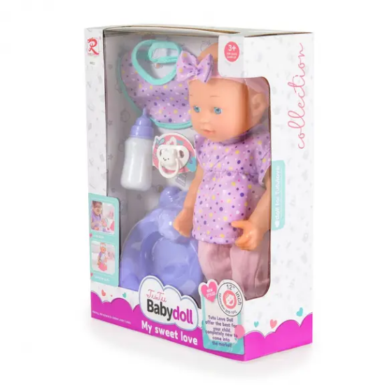Slika Lutka s kahlicom i dudom 31cm Purple Babydoll 