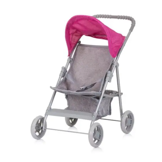 Slika KOLICA ZA LUTKE "ALICE" grey/pink linnen Chipolino 