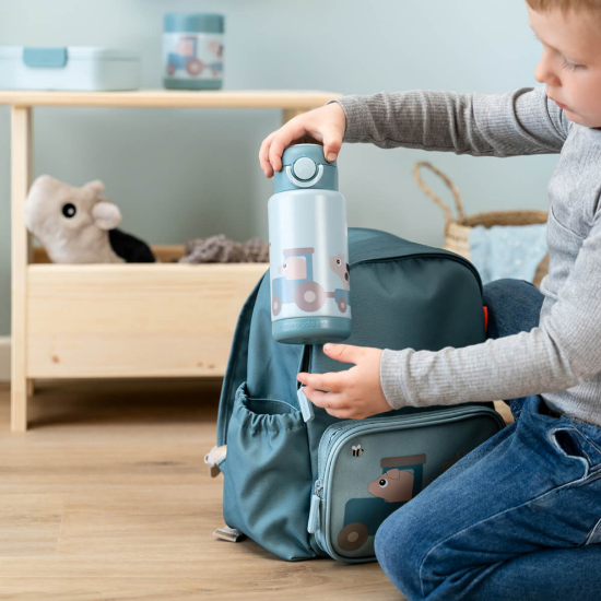 Slika Dječja termo boca - Tiny farm Blue (340ml)
