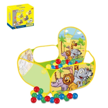 Slika Kućica igraonica s lopticama, žuto-zelena, životinje Savane