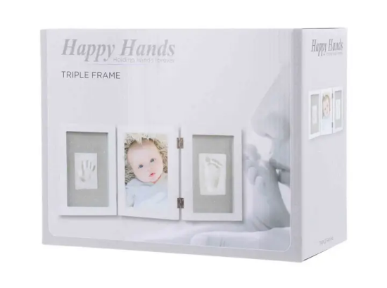 Slika Happy Hands Baby print trostrukim okvirom i otiskom White - Dooky