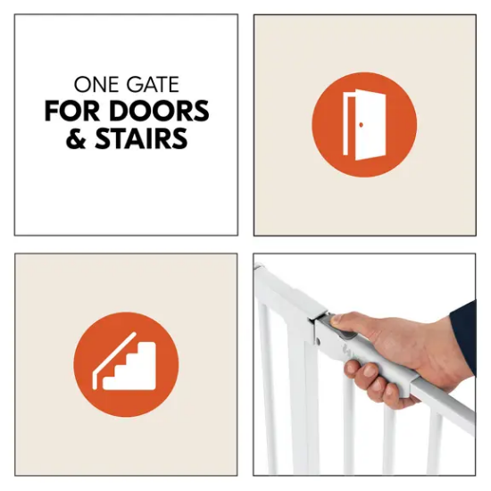 Slika Zaštitna ograda Clear Step 2 Set (75 - 80 cm) + 9 cm produžetak Bijela - Hauck