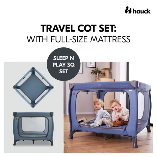 Slika Putni krevetić Sleep N Play SQ Set - Dark Blue - Hauck