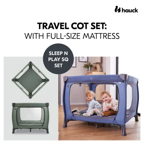 Slika Putni krevetić Sleep N Play SQ Set - Dark Green - Hauck