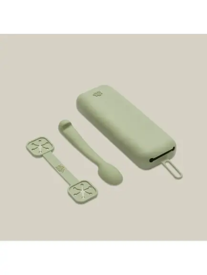 Slika Set silikonskog pribora za jelo Olive Green - Interbaby