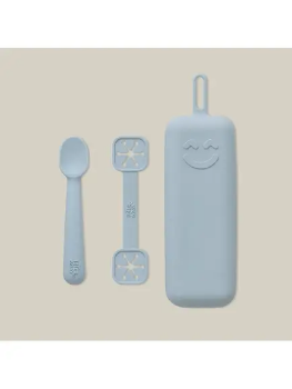 Slika Set silikonskog pribora za jelo Blue Grey - Interbaby