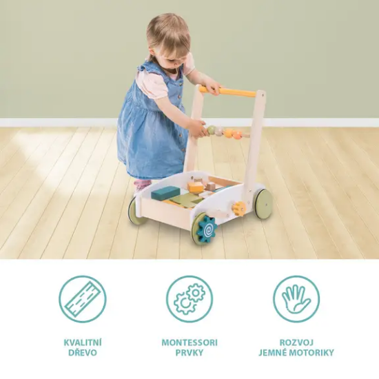 Slika Drvena guralica / kolica s kockama Zopa 