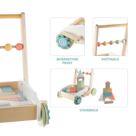 Slika Drvena guralica / kolica s kockama Zopa 