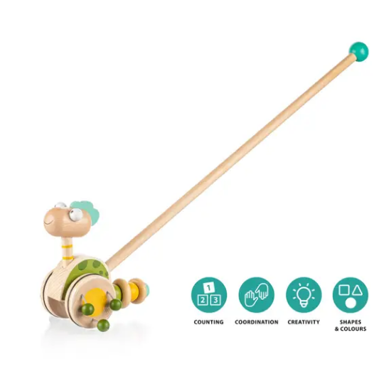 Slika Drvena igračka guralica Dinosaur green Zopa 