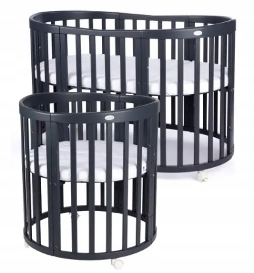 Slika Oval krevetić 7u1 s madracem GRAPHITE - Waldin