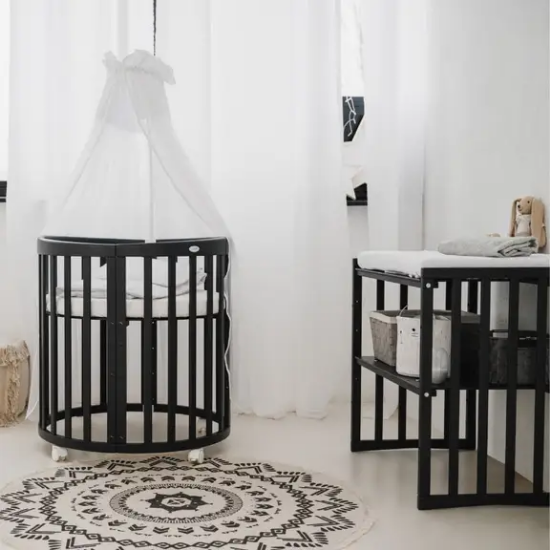 Slika Oval krevetić 7u1 s madracem GRAPHITE - Waldin