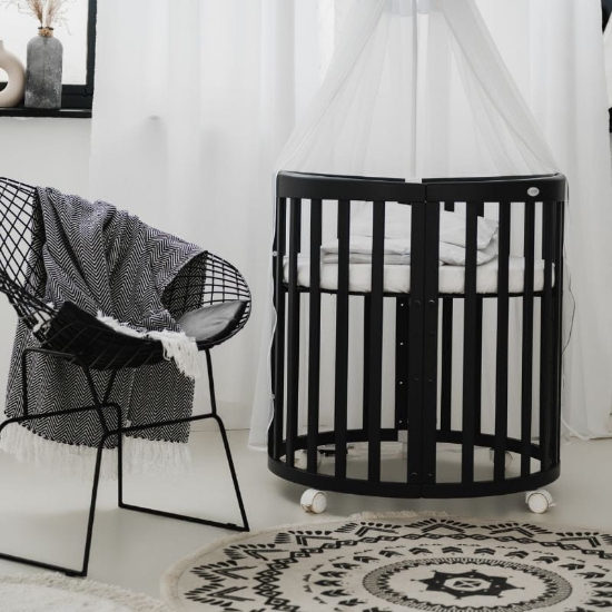 Slika Oval krevetić 7u1 s madracem GRAPHITE - Waldin