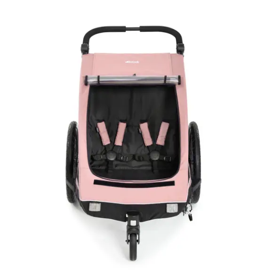 Slika 2u1 prikolica za bicikl i dječja kolica za dvoje djece Dryk Duo Rose - Hauck