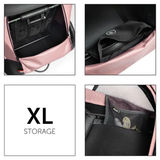 Slika 2u1 prikolica za bicikl i dječja kolica za dvoje djece Dryk Duo Rose - Hauck