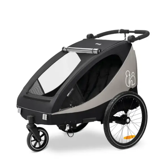 Slika 2u1 prikolica za bicikl i dječja kolica za dvoje djece Dryk Duo Plus Black - Hauck
