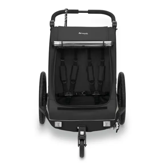 Slika 2u1 prikolica za bicikl i dječja kolica za dvoje djece Dryk Duo Plus Black - Hauck