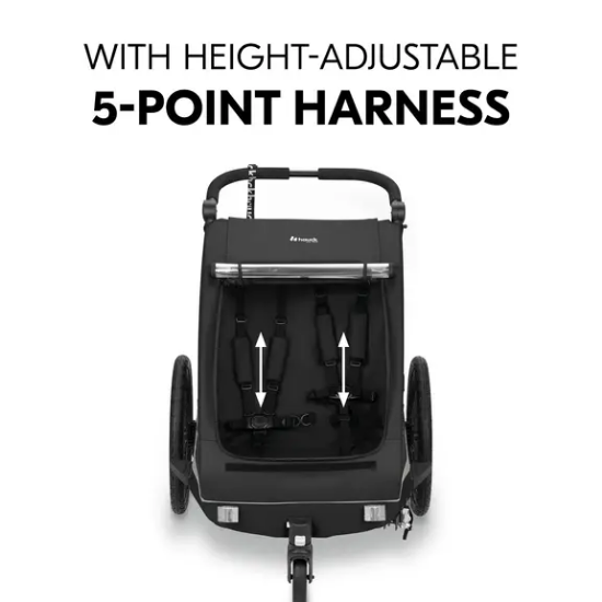 Slika 2u1 prikolica za bicikl i dječja kolica za dvoje djece Dryk Duo Plus Black - Hauck