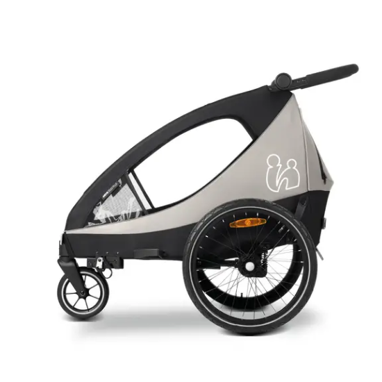 Slika 2u1 prikolica za bicikl i dječja kolica za dvoje djece Dryk Duo Plus Black - Hauck