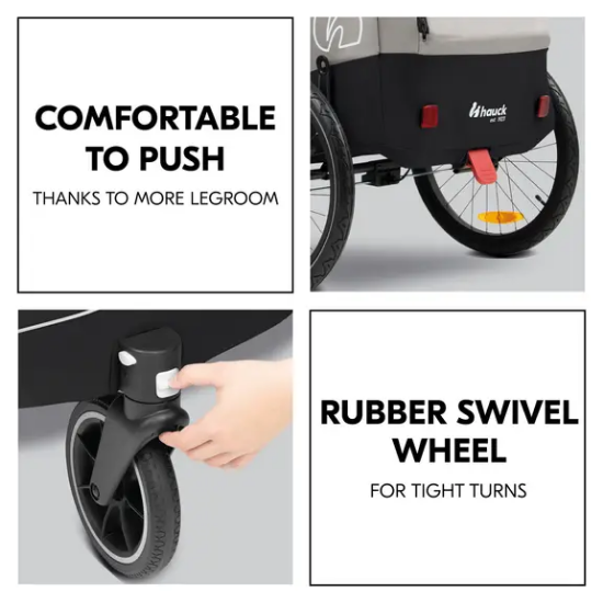 Slika 2u1 prikolica za bicikl i dječja kolica za dvoje djece Dryk Duo Plus Black - Hauck