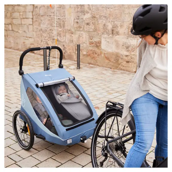 Slika 2u1 prikolica za bicikl i dječja kolica za dvoje djece Dryk Duo Plus Black - Hauck