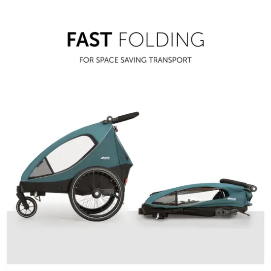 Slika 2u1 prikolica za bicikl i dječja kolica za dvoje djece Dryk Duo Petrol - Hauck