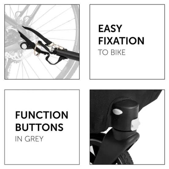 Slika 2u1 prikolica za bicikl i dječja kolica za dvoje djece Dryk Duo Petrol - Hauck