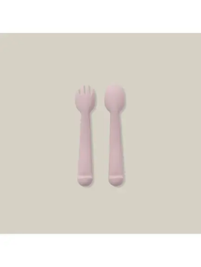 Slika  Silikonski set pribora za jelo Dark Pink InterBaby