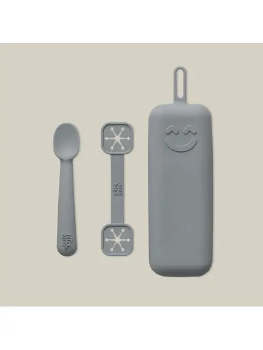 Slika Set silikonskog pribora za jelo Petrol Grey - Interbaby