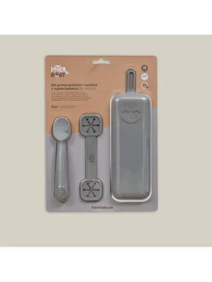 Slika Set silikonskog pribora za jelo Petrol Grey - Interbaby