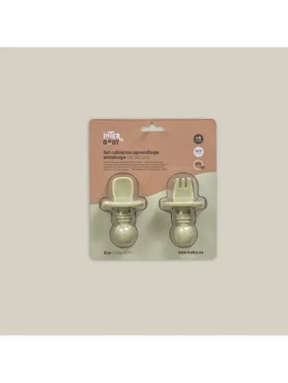 Slika Silikonski set pribora za samostalno hranjenje Olive Green InterBaby 