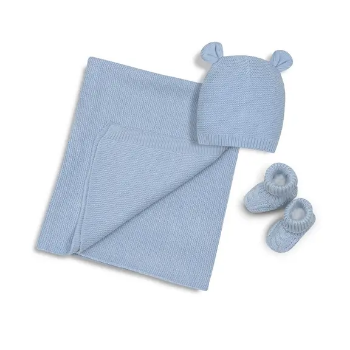 Slika Set prekrivač, kapica i papučice Plavo InterBaby 