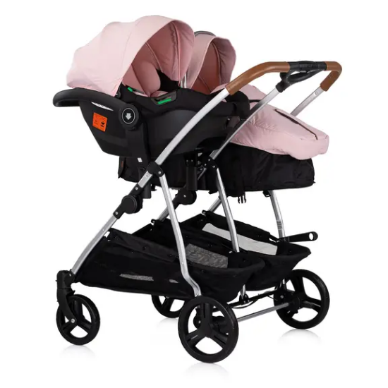 Slika 3u1 dječja kolica za blizance ili dvoje djece Duo Smart Pink Marshmellow Chipolino 