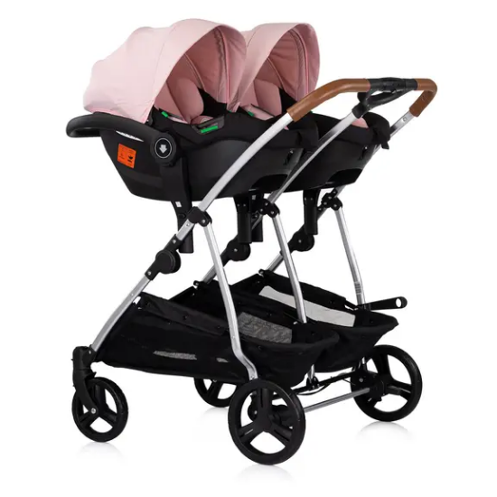Slika 3u1 dječja kolica za blizance ili dvoje djece Duo Smart Pink Marshmellow Chipolino 